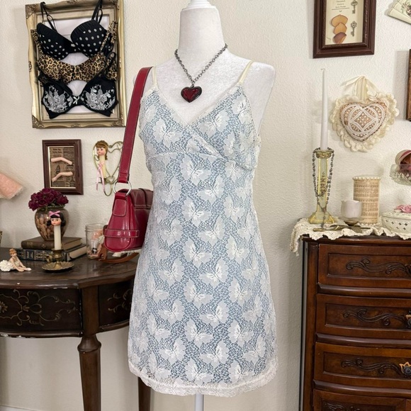 y2k dainty coquette fairy butterfly lace mini dress - Picture 2 of 8